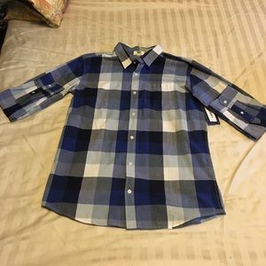 NWT Boys Husky Plaid Button Down Shirt